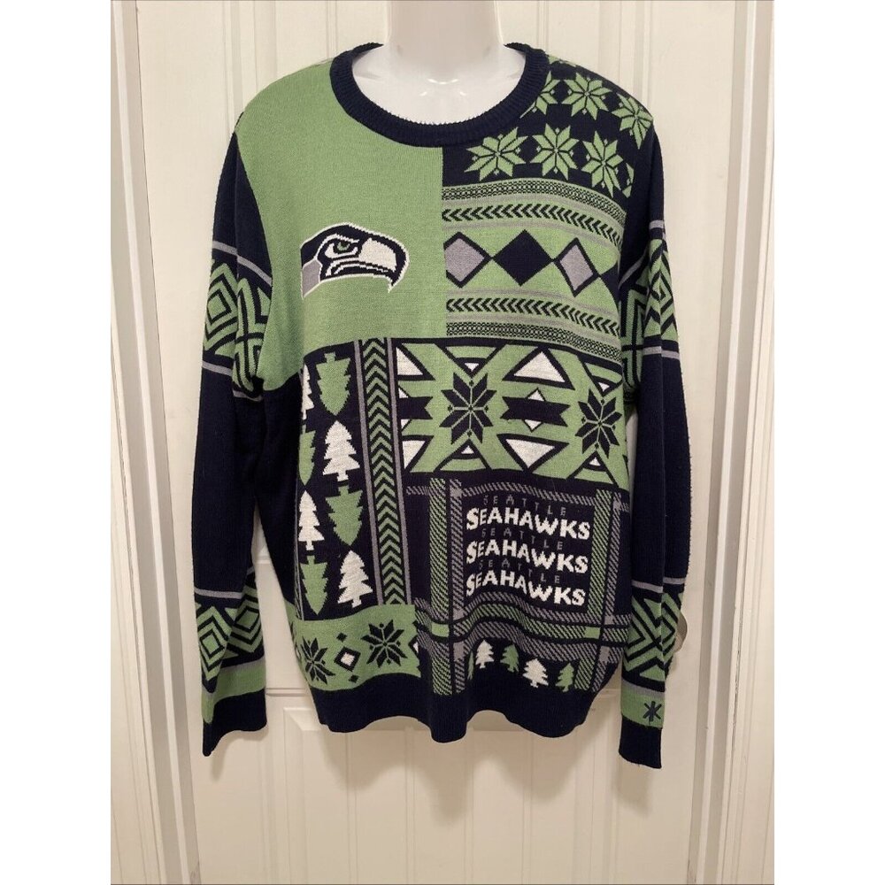 Seattle Seahawks Sweater NFL Team Apparel Men Size 2XL Team Colors Winter‎ Wear